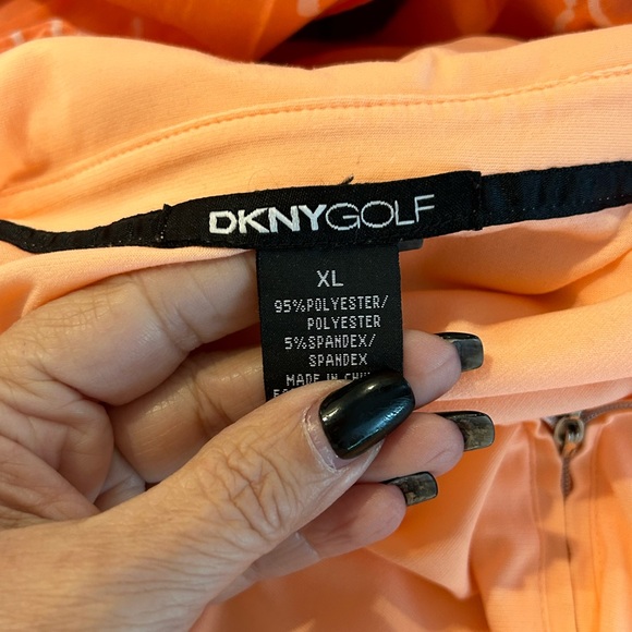 DKNYGolf Beige and Orange Quarter Zip Golf Shirt - Picture 4 of 5